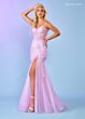 Rachel Allan 70588 Detached Sleeves Sheer Skirt Dress