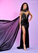Rachel Allan 70602 Choker Train Plunging Neck Dress