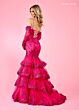 Rachel Allan 70614 Gauntlet Sleeves Layered Skirt Dress