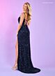 Rachel Allan 70663 Embellished Slit Corset Sequin Dress