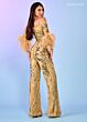 Rachel Allan 70670 Feather Sleeves Two Piece Pant Suit