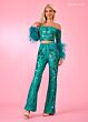 Rachel Allan 70670 Feather Sleeves Two Piece Pant Suit