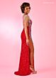 Rachel Allan 70674 Fringe Strap Sheer Back Dress