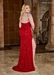 Rachel Allan 70674 Fringe Strap Sheer Back Dress