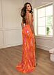 Rachel Allan 70703 Strappy Back Plunging Neck Embellished Dress