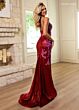 Rachel Allan 70708 Sharkbite Slit Floral Sequin Corset Dress
