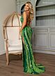 Rachel Allan 70710 Side Slit Embellished Lace-Up Dress