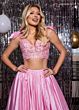 Rachel Allan 70718 Lace Top Ruffle Skirt 2 Piece Dress