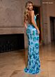Rachel Allan 70719 Plunging Neckline Lace-Up Floral Sequin Dress