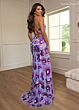 Rachel Allan 70719 Plunging Neckline Lace-Up Floral Sequin Dress