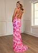 Rachel Allan 70719 Plunging Neckline Lace-Up Floral Sequin Dress