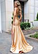 Rachel Allan 70720 Slit Skirt Strapless Corset Lace-Up Dress