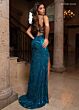Rachel Allan 70722 Strappy Back High Slit Sequin Dress
