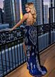 Rachel Allan 70734 Scoop Neckline Embellished Lace-Up Dress