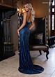 Rachel Allan 70737 Side Slit Illusion Corset Hot Fix Dress