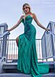 Rachel Allan 70737 Side Slit Illusion Corset Hot Fix Dress