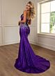Rachel Allan 70742 Plunging Neckline Embellished Glitter Dress