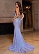 Rachel Allan 70742 Plunging Neckline Embellished Glitter Dress