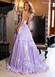 Rachel Allan 70748 Layered Skirt Plunging Neck Shimmer Dress