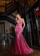 Rachel Allan 70750 Godet Skirt Sheer Corset Lace-Up Dress