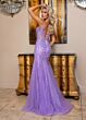 Rachel Allan 70750 Godet Skirt Sheer Corset Lace-Up Dress
