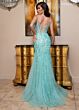 Rachel Allan 70750 Godet Skirt Sheer Corset Lace-Up Dress