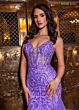 Rachel Allan 70750 Godet Skirt Sheer Corset Lace-Up Dress