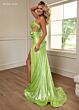 Rachel Allan 70751 Ruched Corset Strapless Metallic Dress