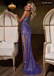 Rachel Allan 70755 Sequin Skirt One Shoulder Corset Dress