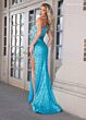 Rachel Allan 70755 Sequin Skirt One Shoulder Corset Dress