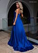 Rachel Allan 70757 Slit Skirt Plunging Halter Corset Dress