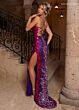 Rachel Allan 70770 Lace-Up Back Side Slit Sequin Dress