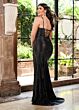 Rachel Allan 70780 Plunging Neckline Lace-Up Hot Fix Dress