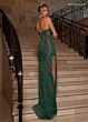 Rachel Allan 70783 Side Slit Strapless Sweetheart Corset Dress