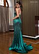 Rachel Allan 70790 Halter Strap Embellished Lace-Up Dress