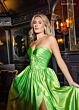 Rachel Allan 70809 Slit Skirt Ruched Top Strapless Dress