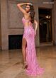 Rachel Allan 70811 Side Slit Lace-Up Embellished Dress
