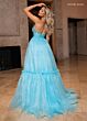 Rachel Allan 70815 Ruched Corset Tie Halter Boho Dress
