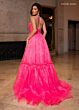 Rachel Allan 70815 Ruched Corset Tie Halter Boho Dress