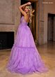 Rachel Allan 70815 Ruched Corset Tie Halter Boho Dress