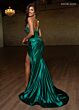 Rachel Allan 70817 Fringe Corset High Slit Strapless Dress