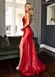 Rachel Allan 70835 Ruched Top Plunging Neck Embellished Dress