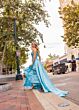 Rachel Allan 70841 Long Overskirt High Slit One Shoulder Dress