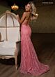 Rachel Allan 70853 Basque Waist Sheer Corset Lace-Up Dress