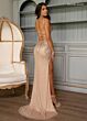 Rachel Allan 70855 Strappy Back Side Slit Embellished Dress