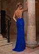 Rachel Allan 70859 Side Slit Scoop Neck Lace-Up Dress