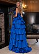 Rachel Allan 70863 Layered Skirt Bow Back Corset Dress