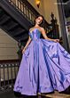 Rachel Allan 70871 Slit Skirt Strapless Corset Dress