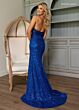 Rachel Allan 70872 Sequin Skirt Halter Strap Embellished Dress