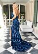 Rachel Allan 70931 Brush Train Embellished Dress